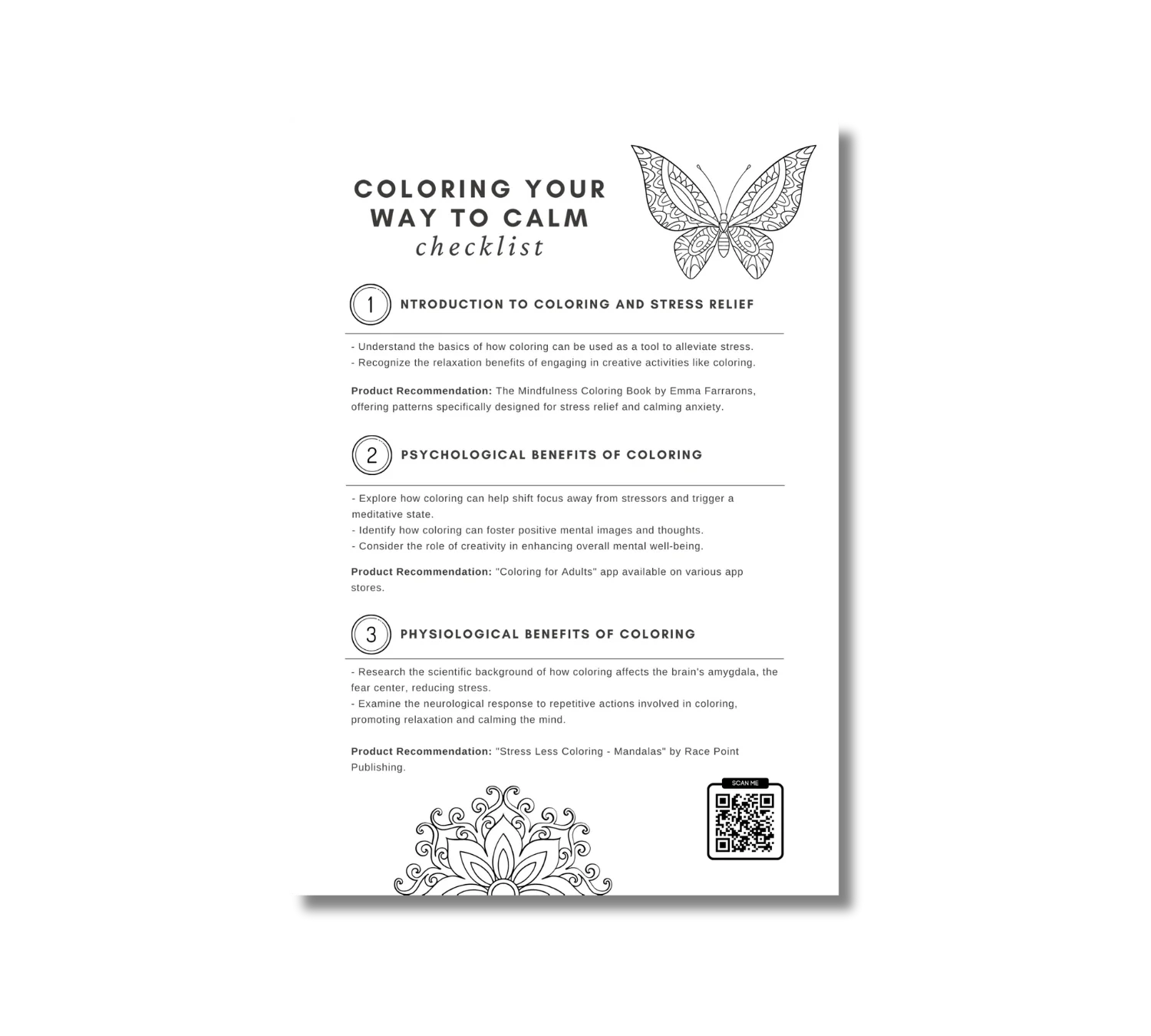 Coloring Your Way to Calm - Checklist